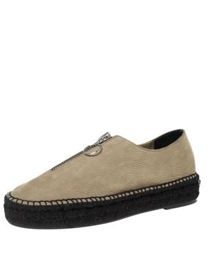 Alexander Wang Khaki Leather Devon Front Zip Flat Espadrilles - Brown