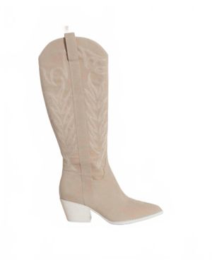 Oasis Society Samara Tall Suede Western Boots - White