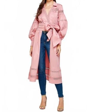 Strut & Bolt Front Tie Long Shirt - Pink