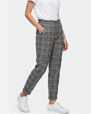 Eternelle Crinkle Plaid Pull-On Pant - Gray