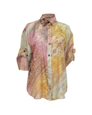Zimmermann Tallow Relaxed Button-Up Shirt - Multicolor