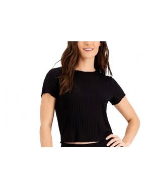 Alfani Ribbed Capri Pajama Top - Black