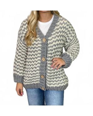 Bibi Chunky V-Neck Cardigan - Gray