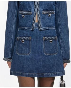 Self-Portrait Denim Braided Mini Skirt - Blue