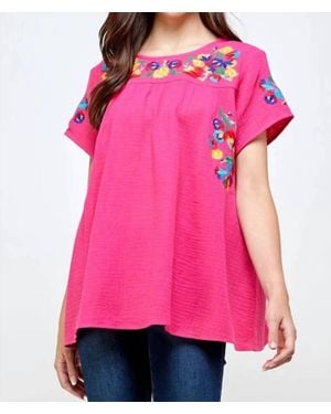 See And Be Seen On The Border Embroidered Top - Pink
