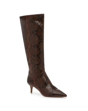 Jessica Simpson Flerran Boots Snake Print Kitten Heel Zap599 - Brown