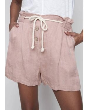Charlie b Linen Short With Rope Tie - Pink