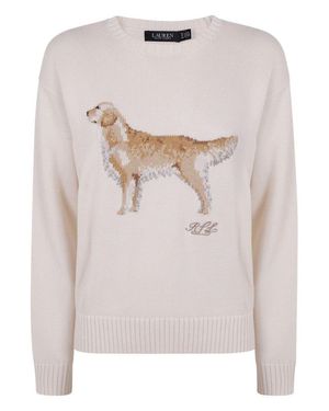 Ralph Lauren Knitted Sweatshirt With Dog Motif - White