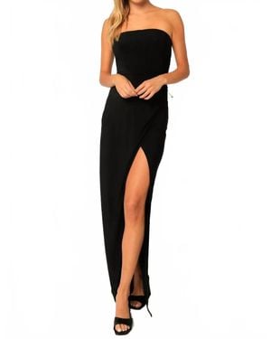 Olivaceous High Slit Strapless Maxi Dress - Black