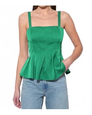 Adelyn Rae Amabel Pleated Peplum Top - Green