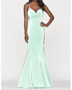 Faviana Long Satin Dress - Green