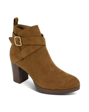 Style & Co. Style & Co Zaharaa Boots Cognac Faux Suede Almond Toe Bootie Lion103 - Brown