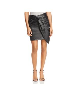 Ella Moss Faux Leather Mini Wrap Skirt - Black