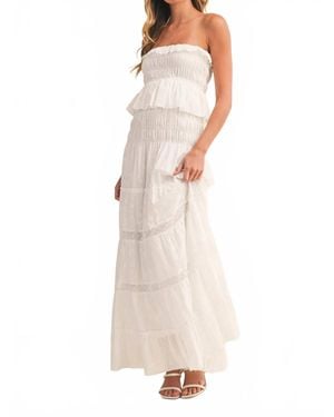 Klesis Evelyn Strapless Eyelet Maxi Dress - White