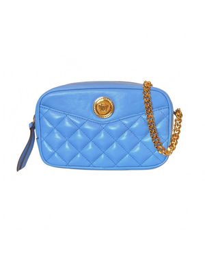 Versace La Medusa Quilted Small Camera Crossbody Bag - Blue