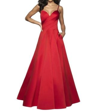 Blush Prom Satin Sweetheart Neck Gown - Red