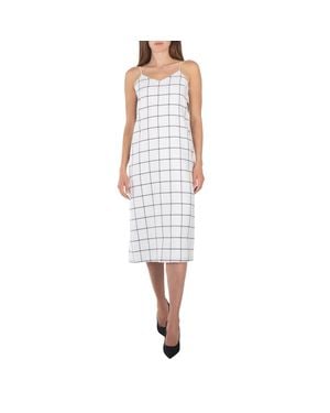 Tibi Twill Windowpane Slip Dress - White