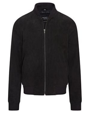 Infinity Leather Soft Goat Suede Ma-1 Varsity Bomber Jacket - Black