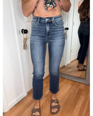 Risen Carissa High Rise Straight Leg Crop Denim Jeans - Blue