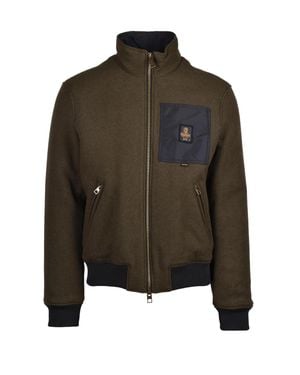 Refrigiwear Wool Blend Bomber Jacket With Zip Closure And Padded Interior - Brown