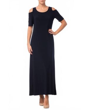 Joseph Ribkoff Cold-Shoulder Maxi Dress - Blue
