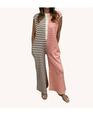 Wishlist Daisy Striped Jumpsuit - Red