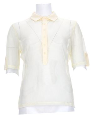 Paloma Wool Sile Semi-Sheer Cream Polo Top - White