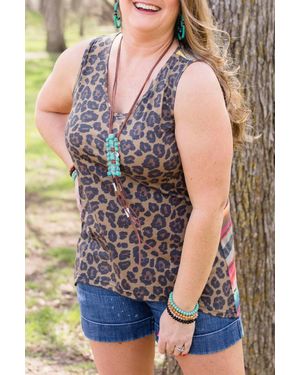Crazy Train Leopard & Serape Tank - Blue