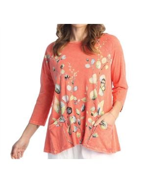 Jess & Jane Kelly Mineral Washed Patch Pocket Cotton Top - Red