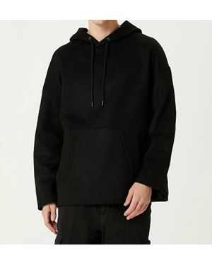 Closed Hooded Wool Sweatshirt - Black