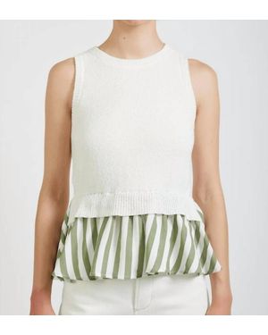 En Saison Cece Mixed Media Top - White