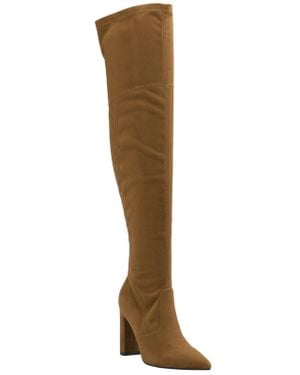 Marc Fisher Denki Faux Suede Block Heel Over The Knee Boots in Black Lyst