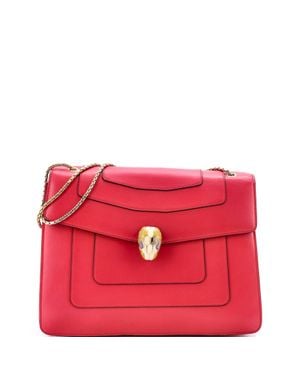 BVLGARI Serpenti Forever Square Shoulder Bag Leather Large - Red