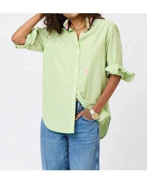 Kerri Rosenthal Mia Stripe Ruffle Shirt - Green