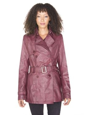 Infinity Leather Nappa Leather Trench Coat-Mosul - Purple