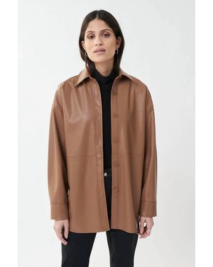 Joseph Ribkoff Nell Leatherette Shirt - Brown