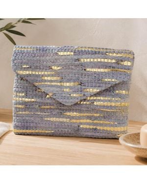 Fashnzfab Boho Textured Envelope Clutch Crossbody Bag - Gray