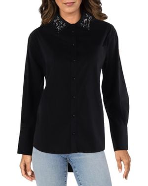 Gabby Isabella Embellished Button-Down Blouse - Black