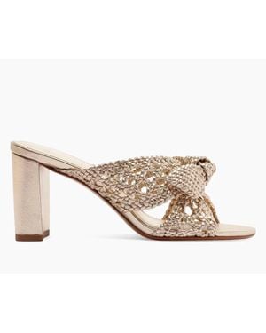 Alexandre Birman Belinda 75Mm Woven Leather Mules - Metallic