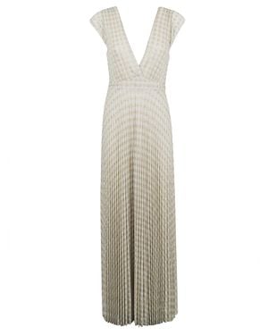 forte_forte Diamond Plisse Lurex Jersey Midi Dress - White