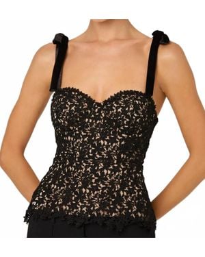 Astr Donne Floral Lace Bustier Top - Black