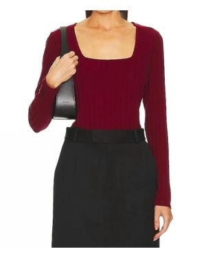 Bobi Square Neck Long Sleeve Top - Red