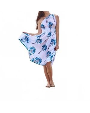 Pick Happy One Shoulder Goddess Dress - Blue