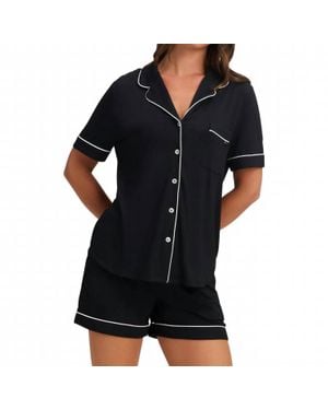 Cozy Earth Short Sleeves Pj Set - Black