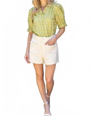 Voya Distressed Top With Raw Details - Yellow