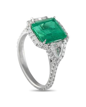Kwiat Platinum 1.0Ct Diamond And Emerald Ring Kw07-061025 - Green