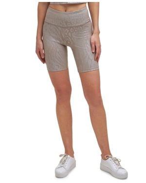 Calvin Klein Performance Printed High-Waist Bike Shorts - Gray