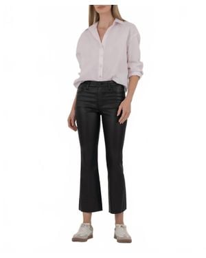 Kut From The Kloth Kelsey Coated Ankle Flare Pants With Raw Hem - Gray