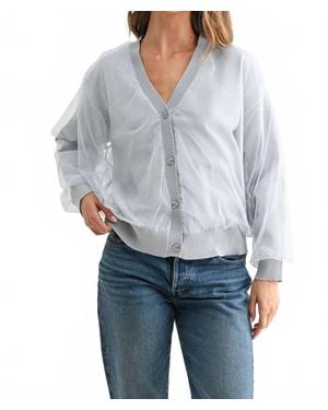 Joh Steven Sheer Ribbed Cardigan - Gray