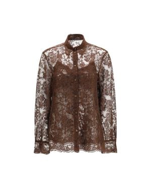 Ermanno Scervino Brown Polyester Pattern Shirt